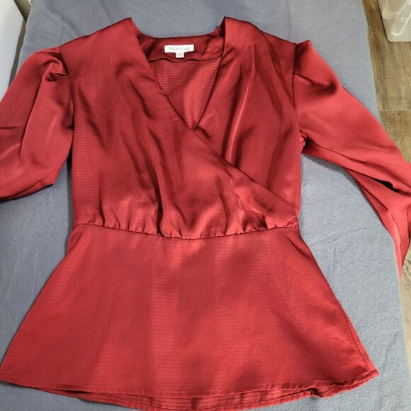 Prologue Tops - PROLOGUE Womens XS Baby Doll Wrap Blouse Red